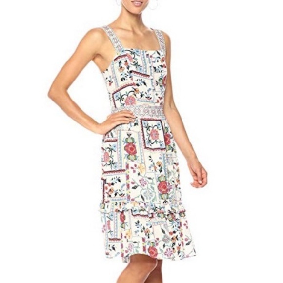 Ella Moon Lindsey Embroidered Floral Dress Faux Cross Stitch Vacation Europe S - Picture 1 of 14